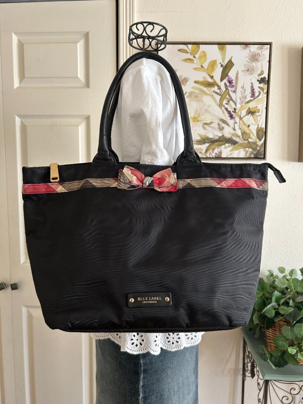 Burberry Beige Leather Satchel Crossbody Bag